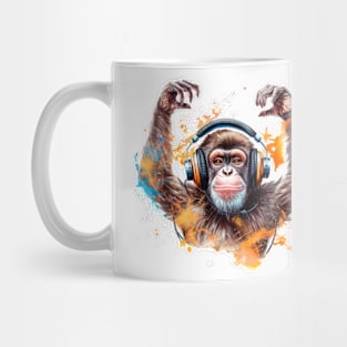 Happy Chimpanzee Listening to Rock Mug